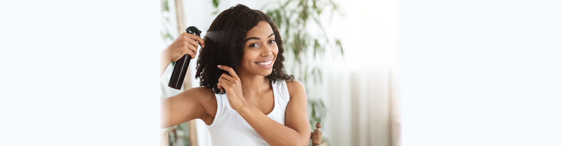 Woman taking care of her hair